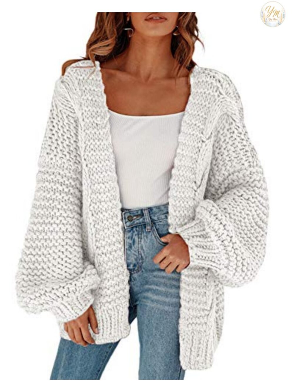 Chunky Knit Open Front Cardigan Sweater Loose Oversized Long Sleeve